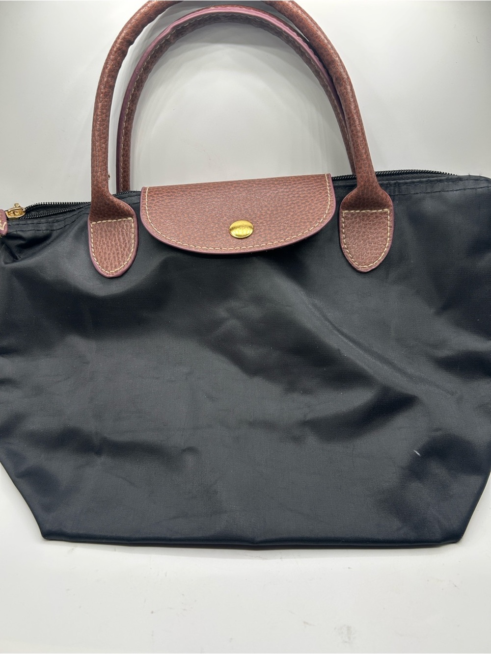 Black Shoulder Tote with Brown Trim - Women Bags
